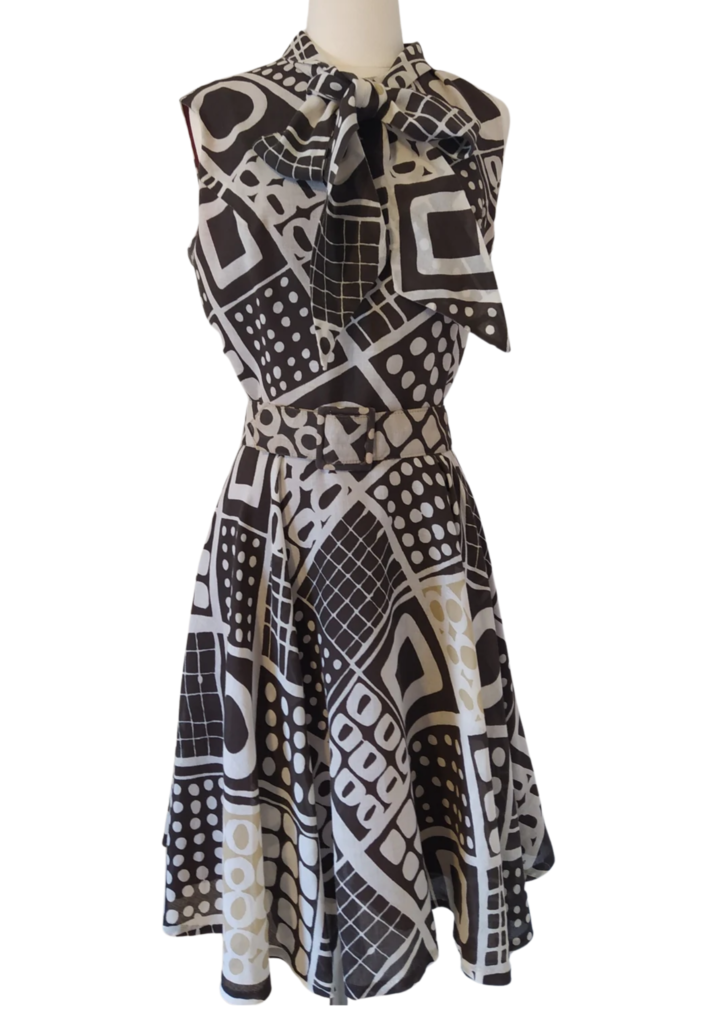 Vintage Jan Sue Brown and Tan Belted Swing Dress - Feature Image