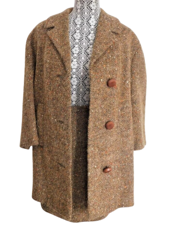 Vintage Tweed Two-Piece Jacket and Matching Skirt Set - Feature Image