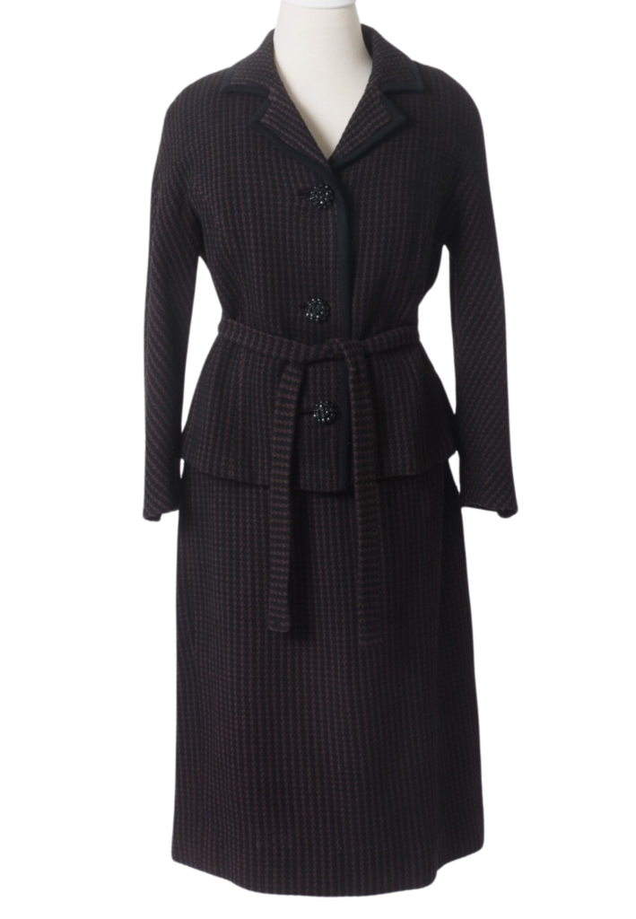 Vintage Jacket and Skirt Wool Knit Houndstooth Suit - Feature Image