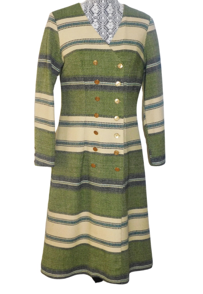 Vintage 1960's Wool Stripe Double-Breasted Coat - Feature Image