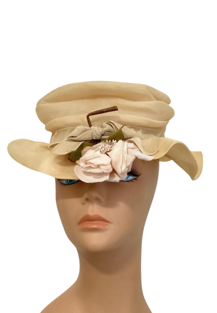 Vintage 50s/60s Ivory-Colored Organza Hat by Cecile - Feature Image