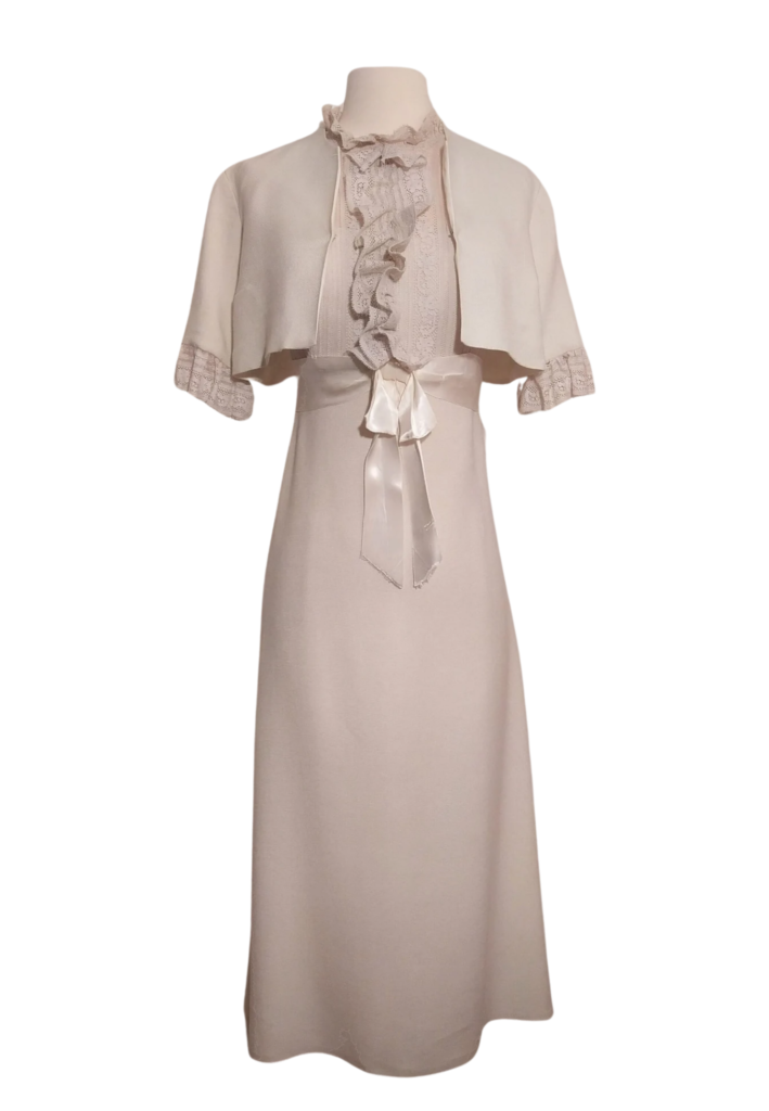 Vintage 1950s Cream Lace and Linen Dress and Bolero Jacket - Feature Image