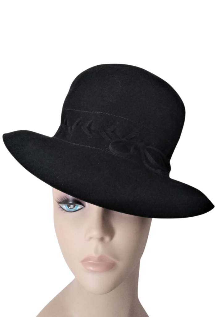 Vintage Lord & Taylor Black Felt Fedora Hat - Feature Image
