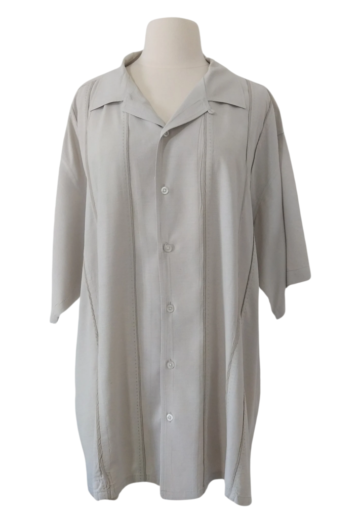 Men's Off-White Silk Short Sleeve Shirt - XXL - Feature Image