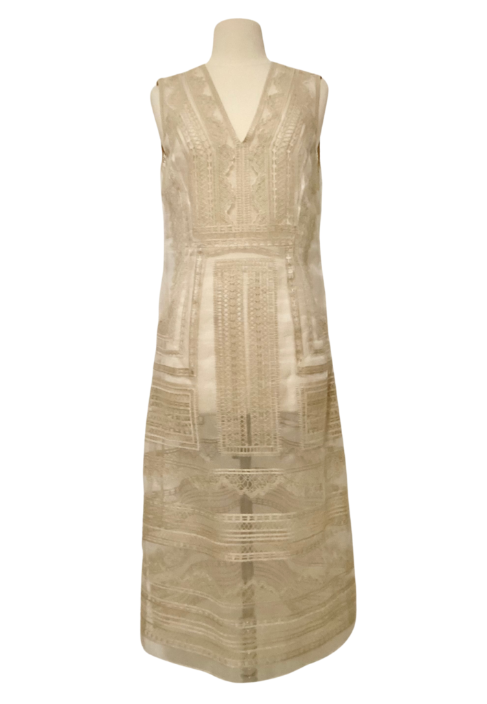 Vintage Lace See-through Cream Sleeveless Shift Dress - Feature Image