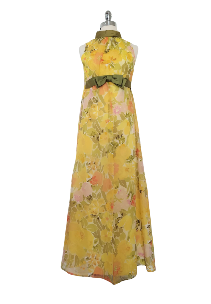 Vintage 1970s Floral Halter Neckline Gown - Feature Image