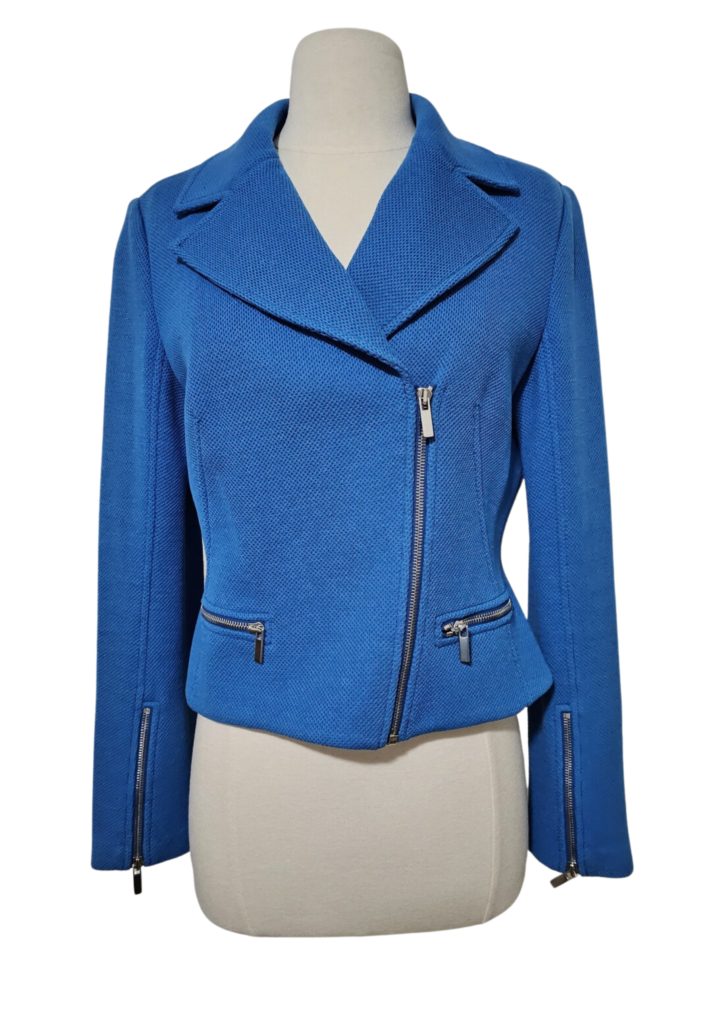 St. John Collection Royal Blue Zipper Fitted Short Jacket - Feature Image