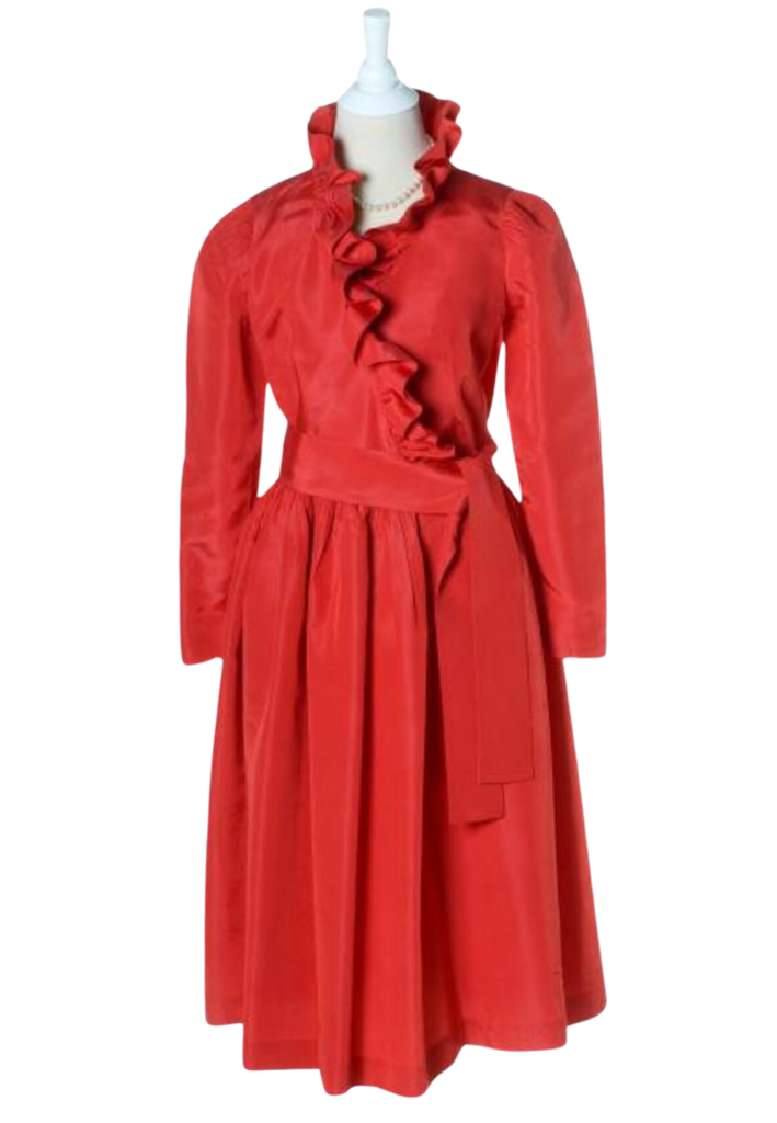 Vintage 1970's Red Ruffled Cocktail Dress - Feature Image