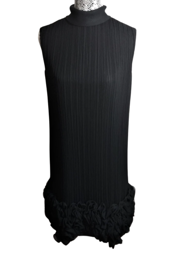 Vintage "Carlye" Black Pleated Sheer Cocktail Dress/NWT - Feature Image