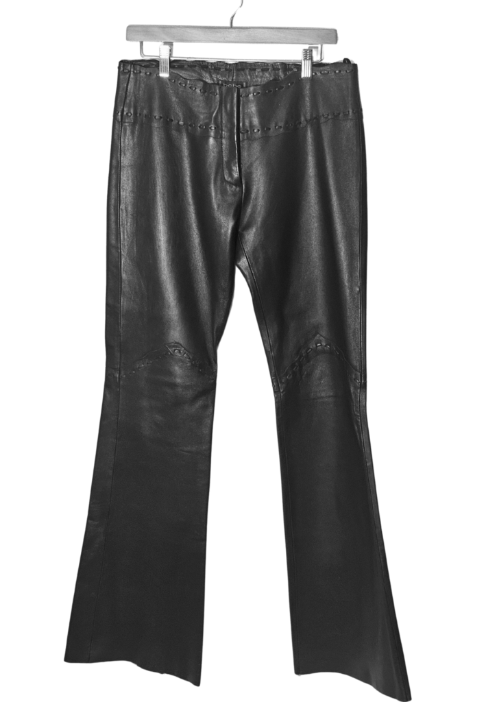 BeBe Women Black Leather Bootcut Flare Pants - Feature Image