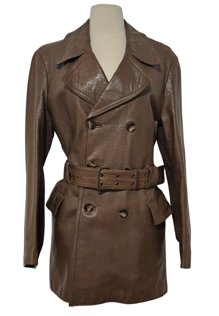 Vintage "Ericson" 1970s Brown Leather Double-Breasted Men's Coat - Feature Image