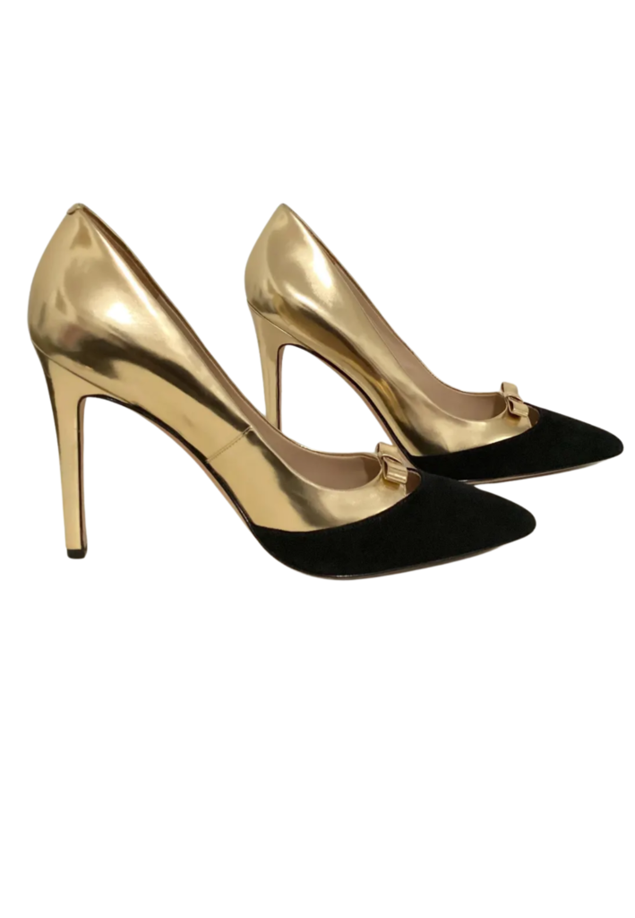 Vintage Black and Gold Pointed Toe High Heel Pump/Size 7.5M - Feature Image