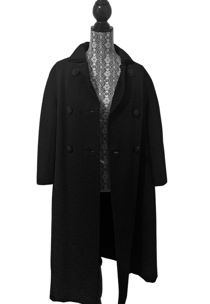 Vintage 1950s Double-Breasted Ribbed Black Coat - Feature Image