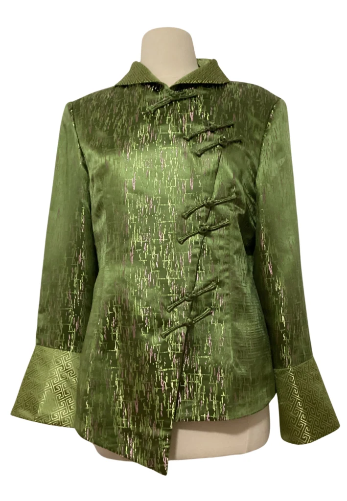 Vintage Asian-Style Green and Purple Asymmetrical Jacket - Feature Image