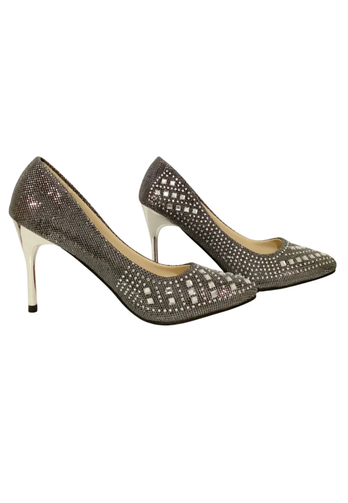 Vintage Silver Rhinestone Pointed Toe Pumps - Feature Image