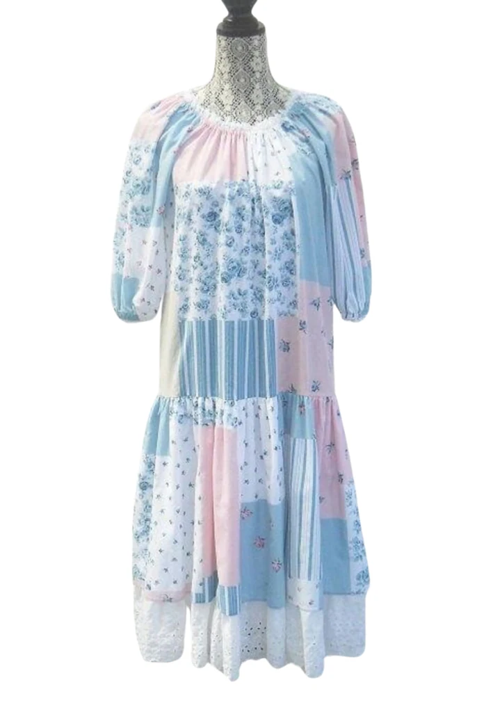 Vintage 1980s Patchwork Lord & Taylor Maxi Dress - Feature Image