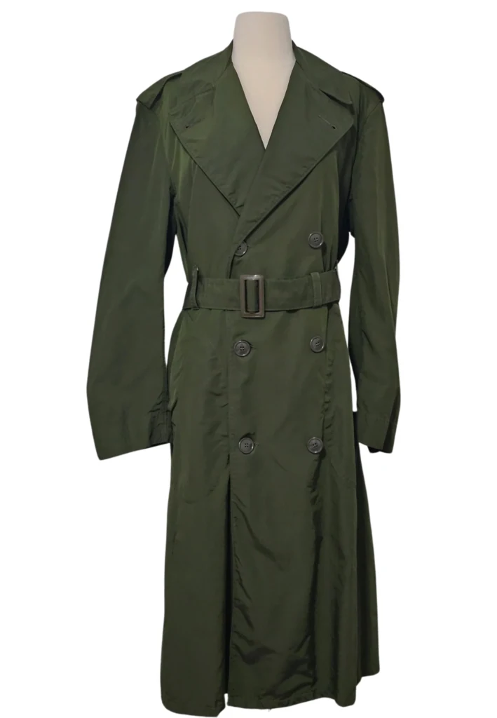 Vintage Men's Green Double-Breasted Military Trench Coat - Feature Image
