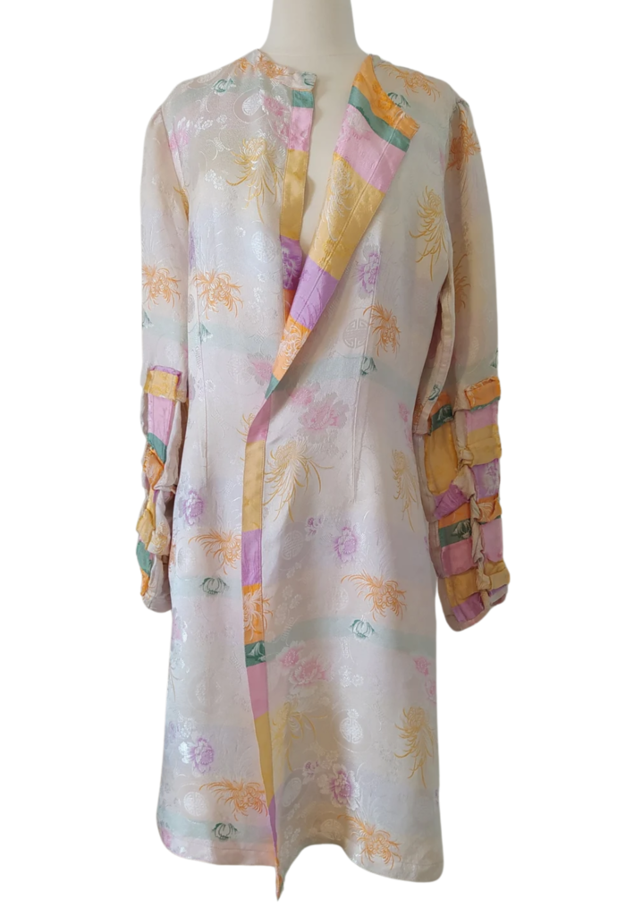 J. Gerard Studio Brocade Ruched Sleeve Open Front coat - Feature Image